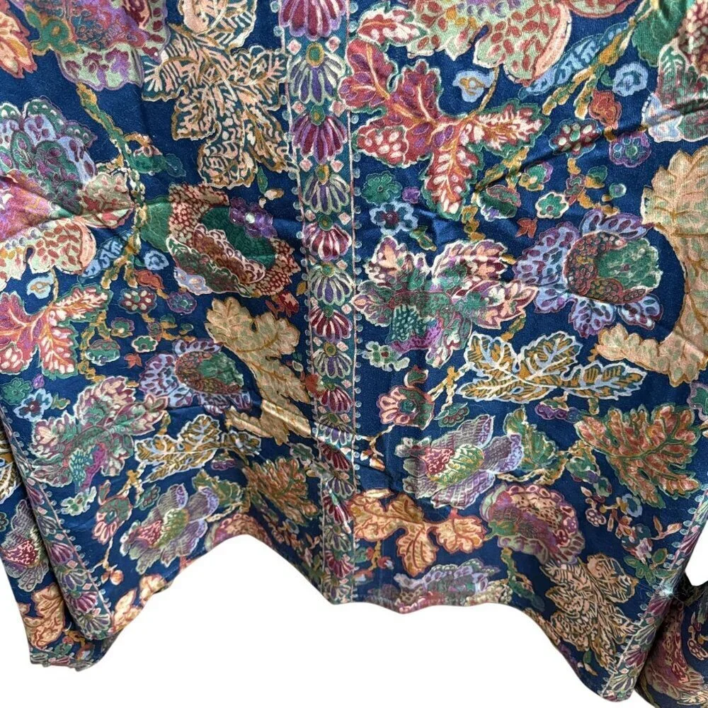 Floral Leaf Shower Curtain 100% Cotton Navy Blue Multicolor by Creative Bath